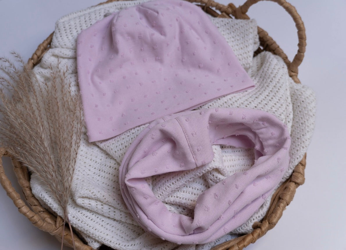 Set Căciuliță & Fular Pink Dots