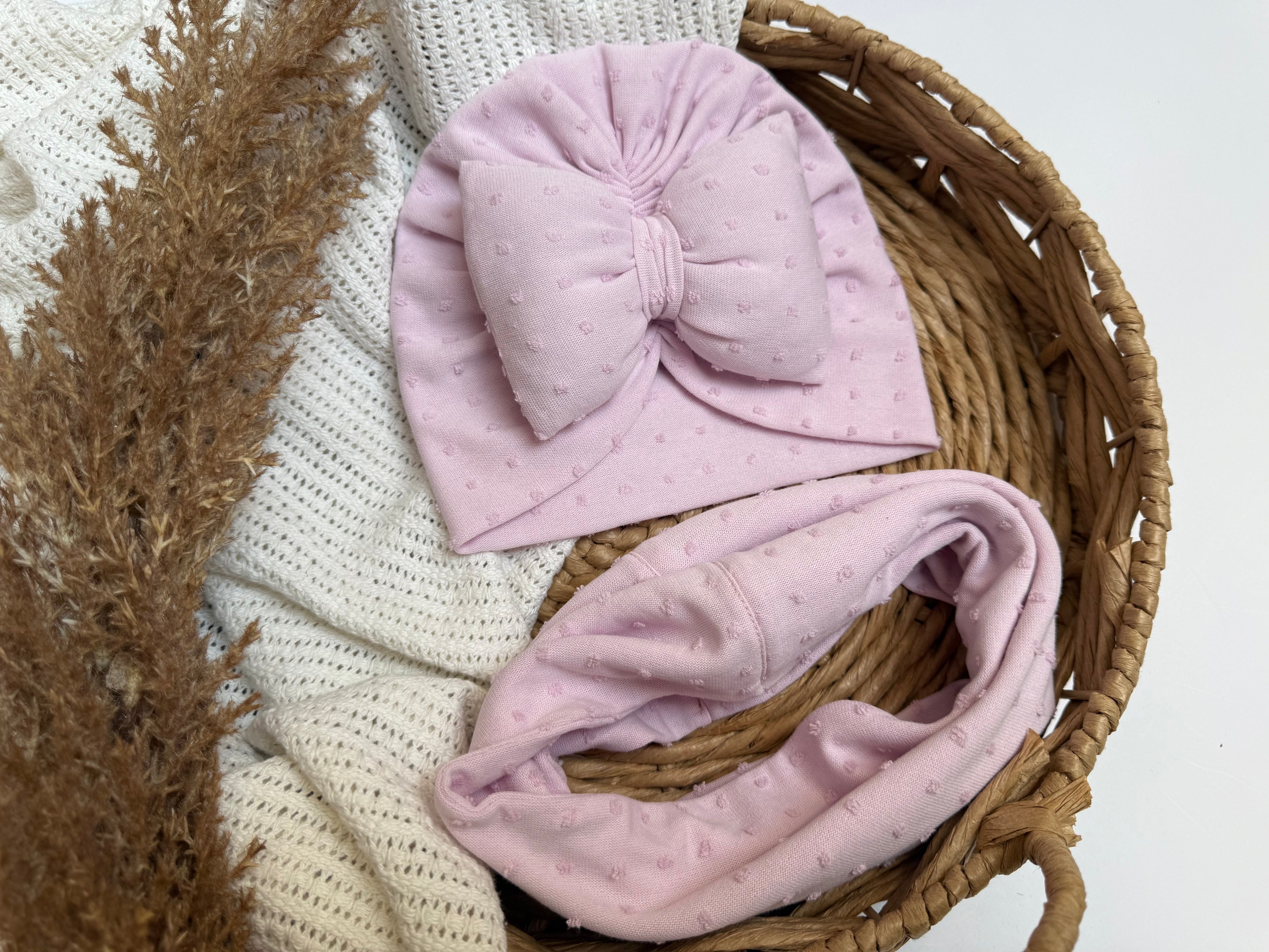 Set Turban & Fular Pink Dots