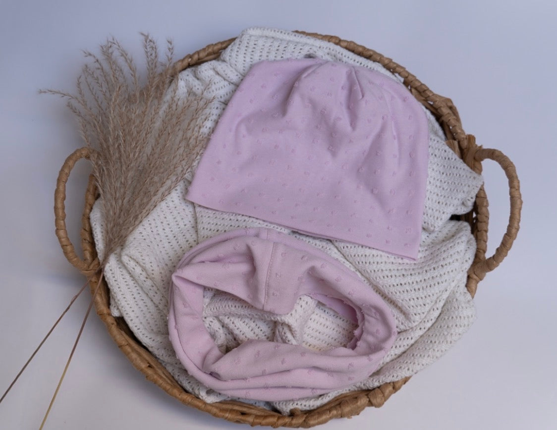 Set Căciuliță & Fular Pink Dots